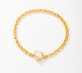 Affinity Gold-Over Sterling Silver Diamonds Chain Ring Size 8